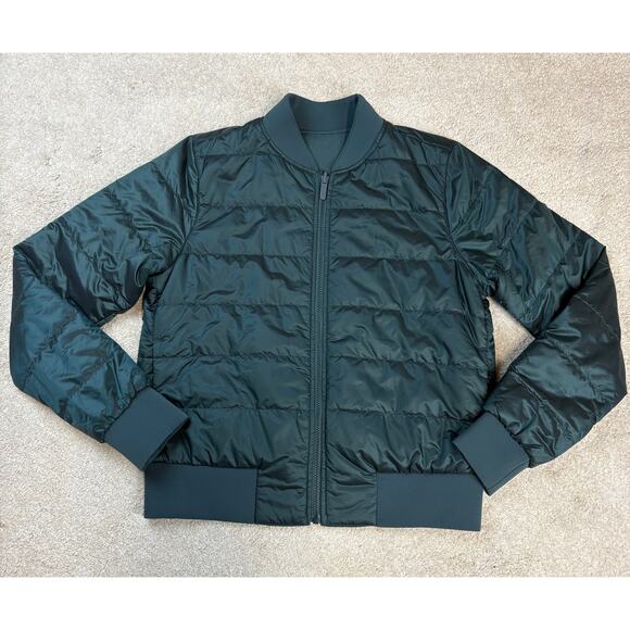 Lululemon Athletica Reversible Non-Stop Bomber Jacket Blue/Green Size 8 - Picture 1 of 6